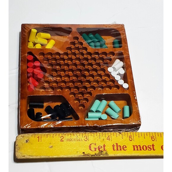 Sealed Wooden Chinese Checkers Game | 5x6 Travel Size | Retro Board Fun** - Picture 10 of 11